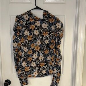 SHEIN Black and Yellow Floral Blouse